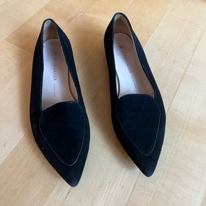 Peter Kaiser Black Suede Pointed Toe Flats